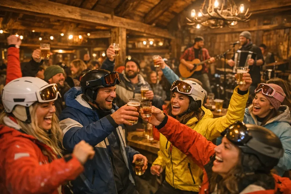Bar d'après-ski avec DJ et piste de danse