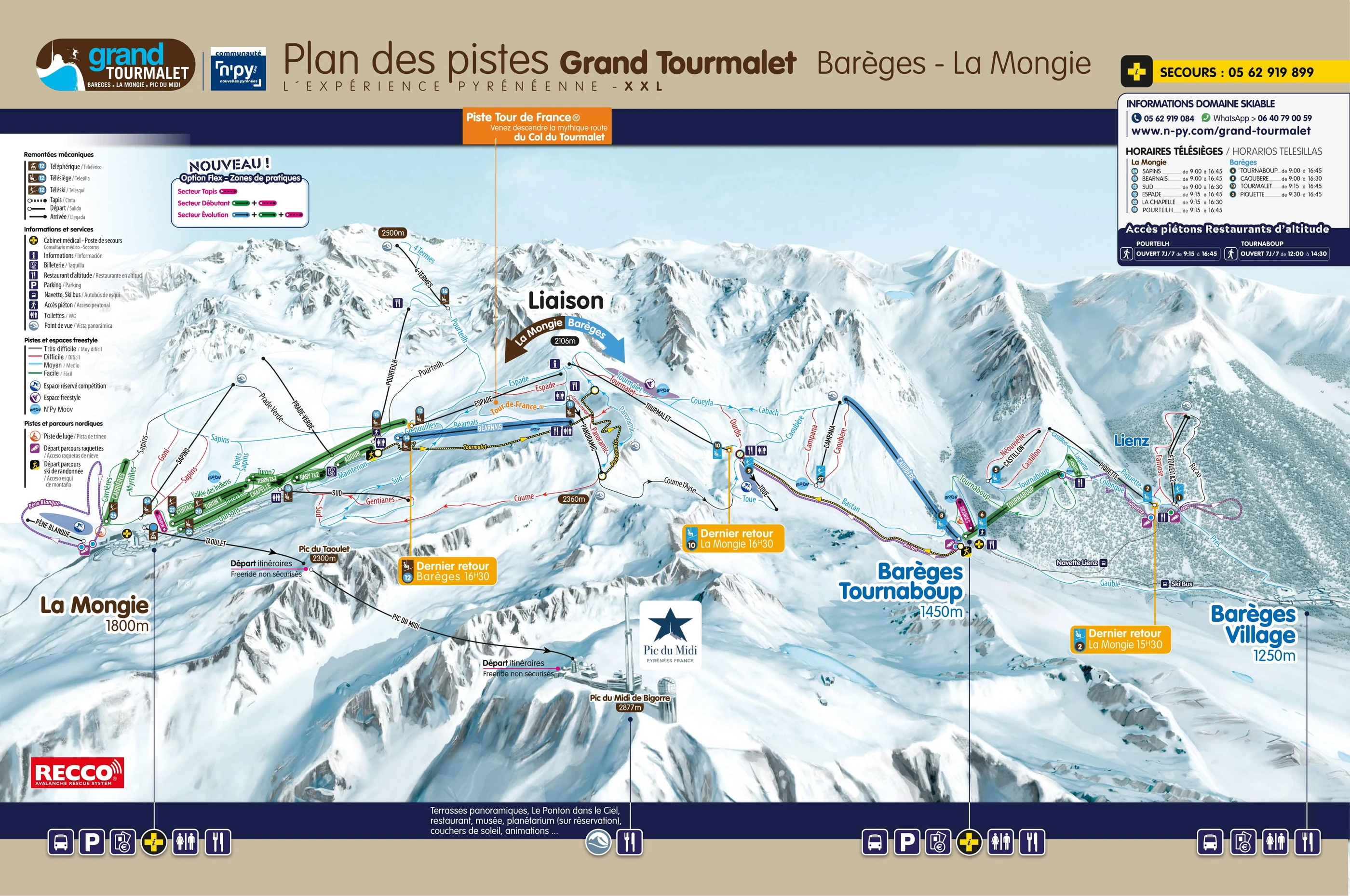 Plan des pistes de Samoëns, pistes, remontées mécaniques et descentes