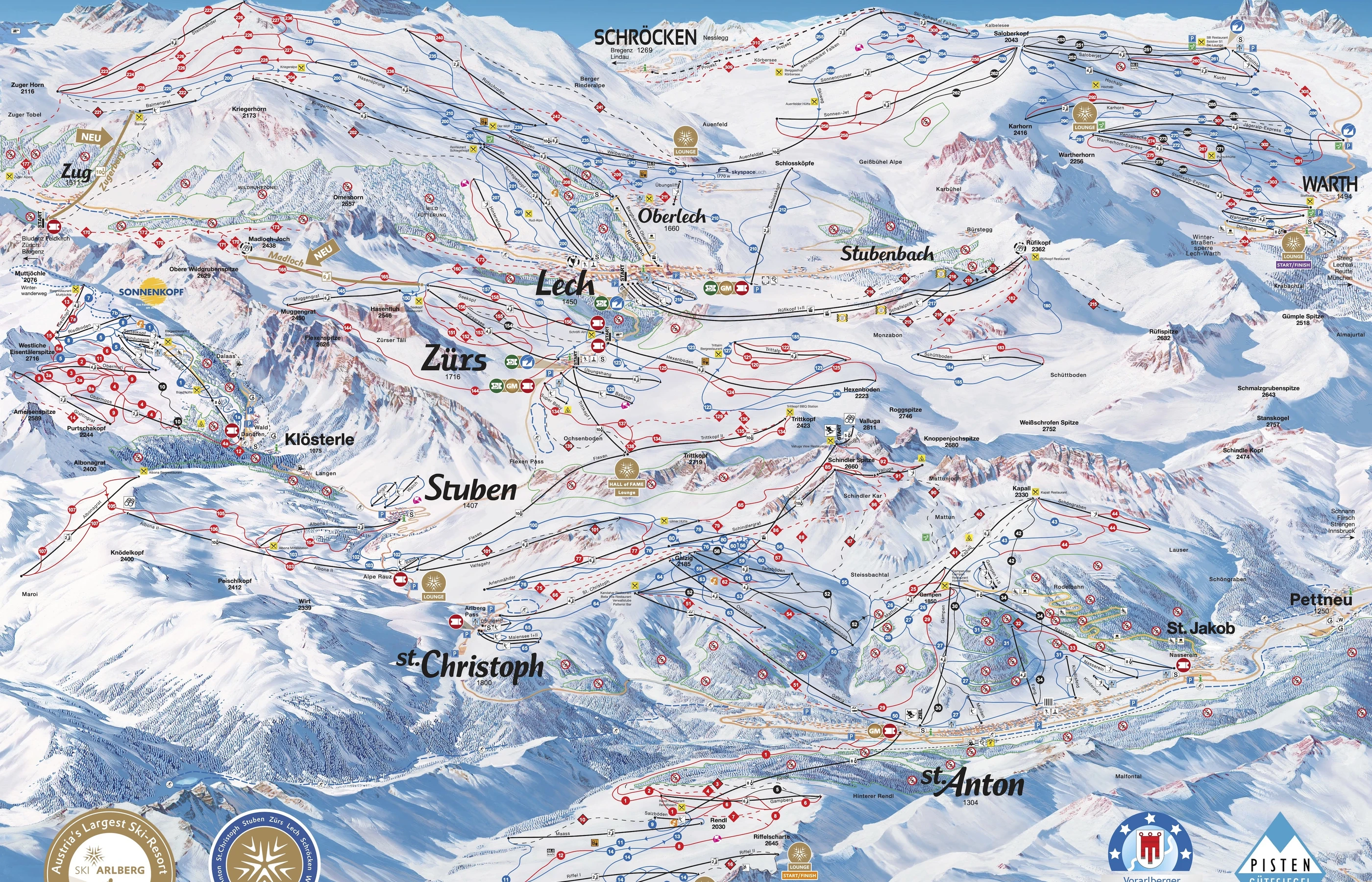 Plan des pistes de St. Anton