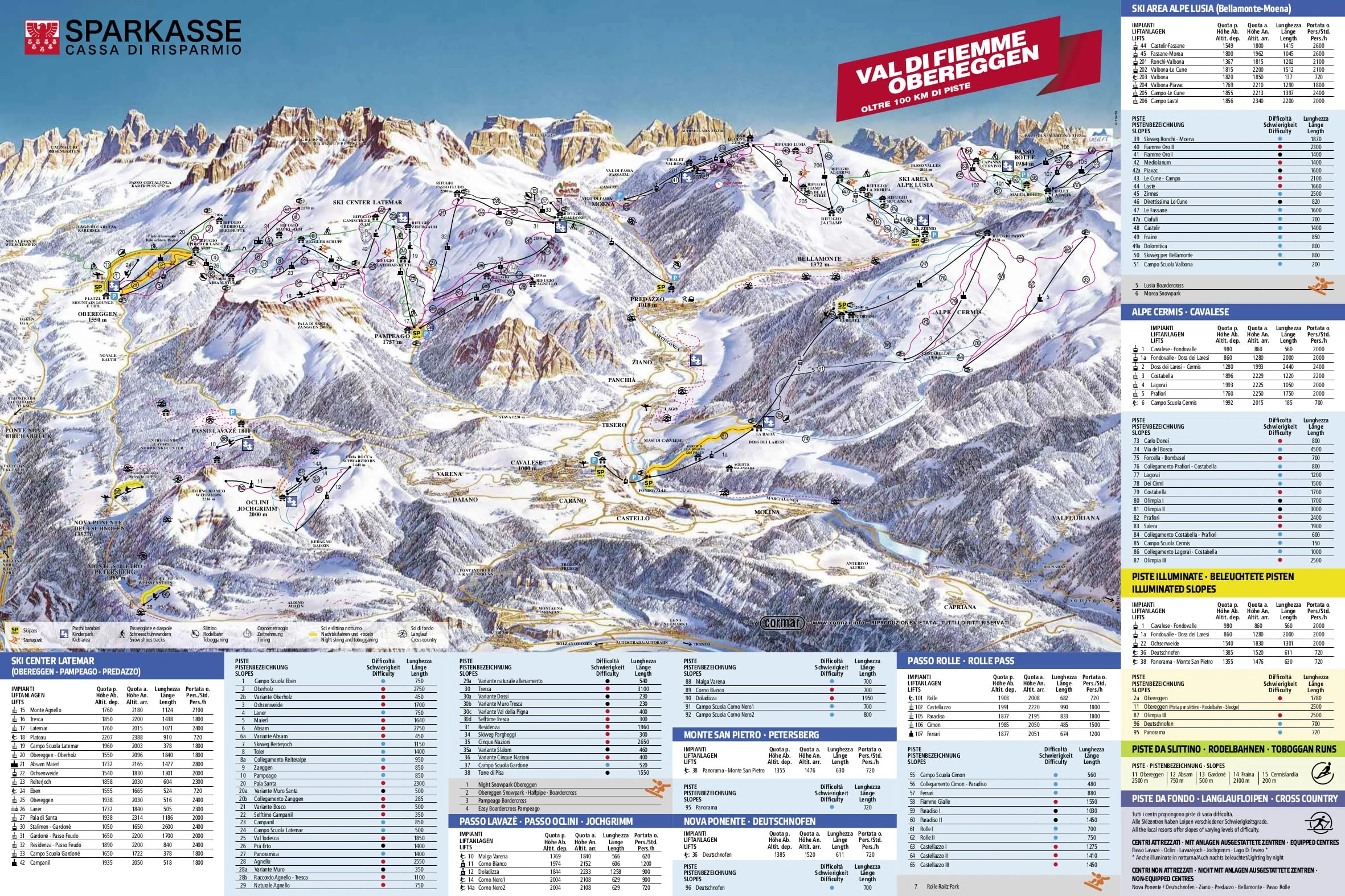 Plan des pistes de Val di Fiemme
