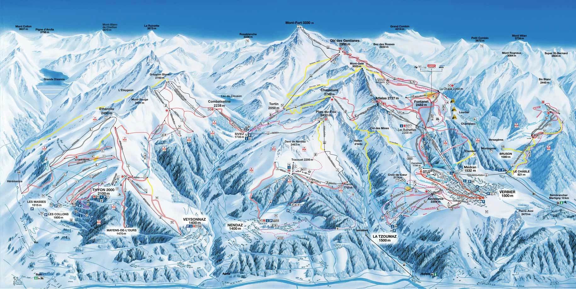 Plan des pistes de Verbier