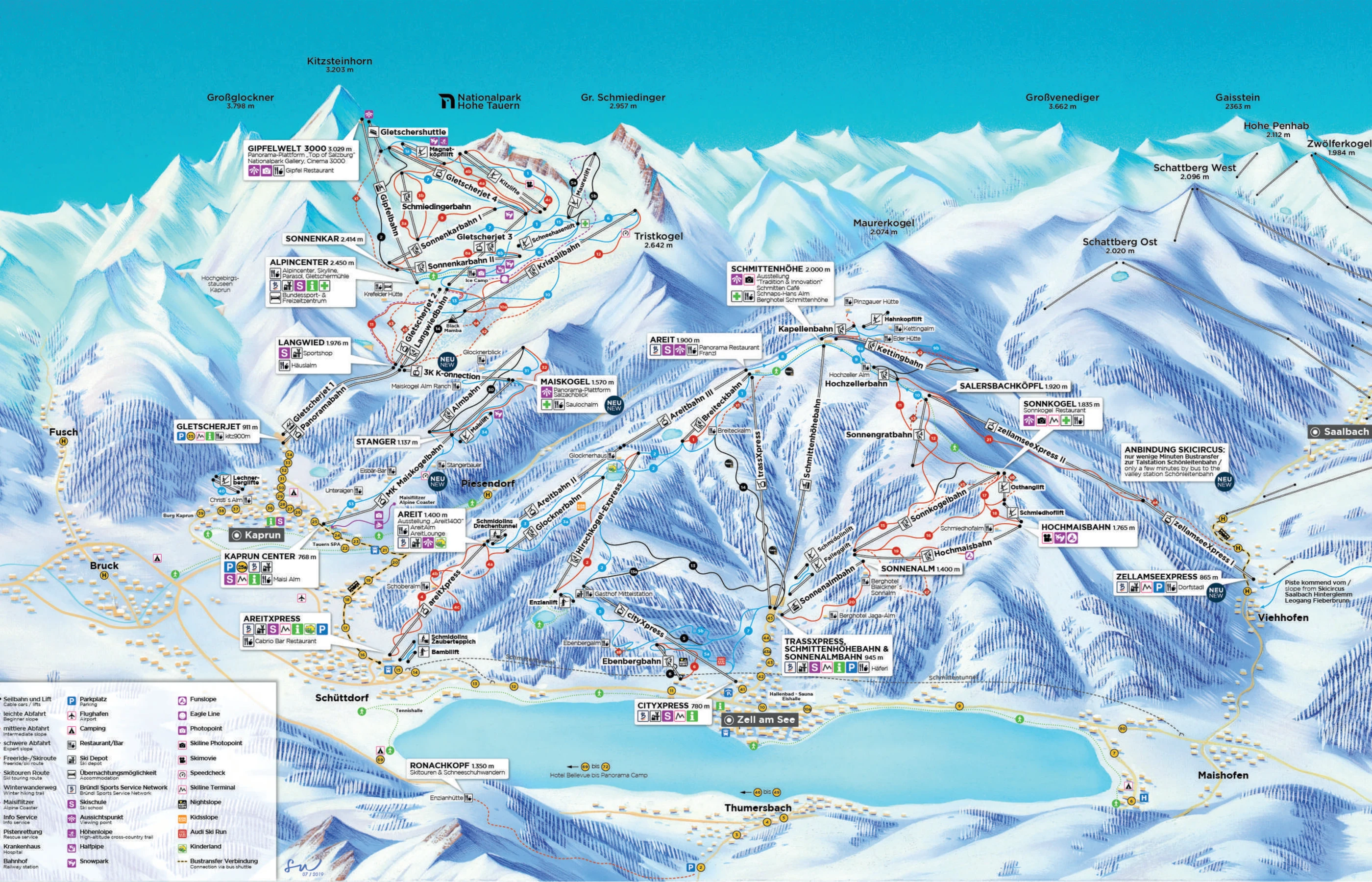 Plan des pistes de Zell am See