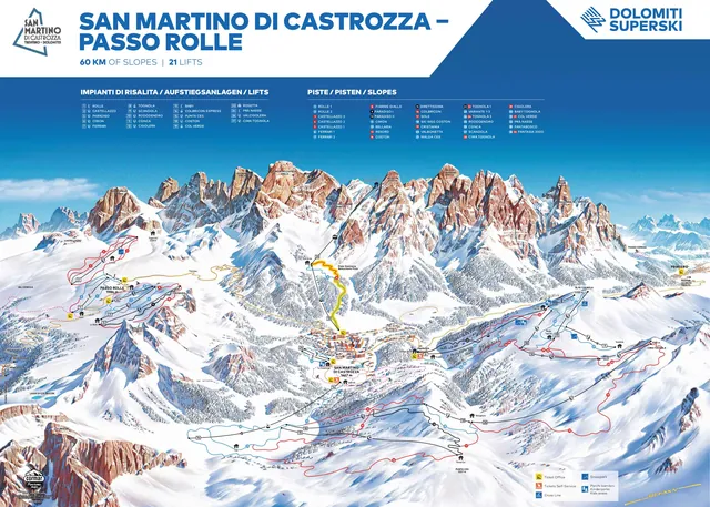 Plan des pistes San Martino di Castrozza