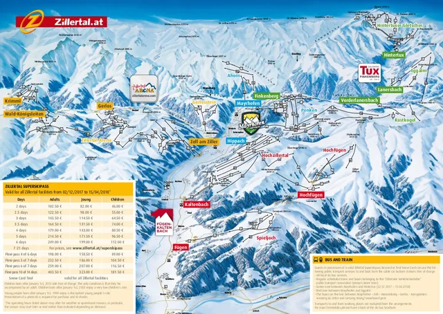 Plan des pistes Zillertal Arena