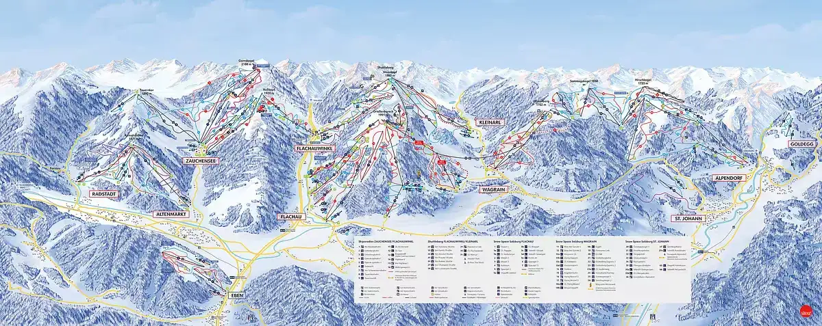Plan des pistes de Flachau