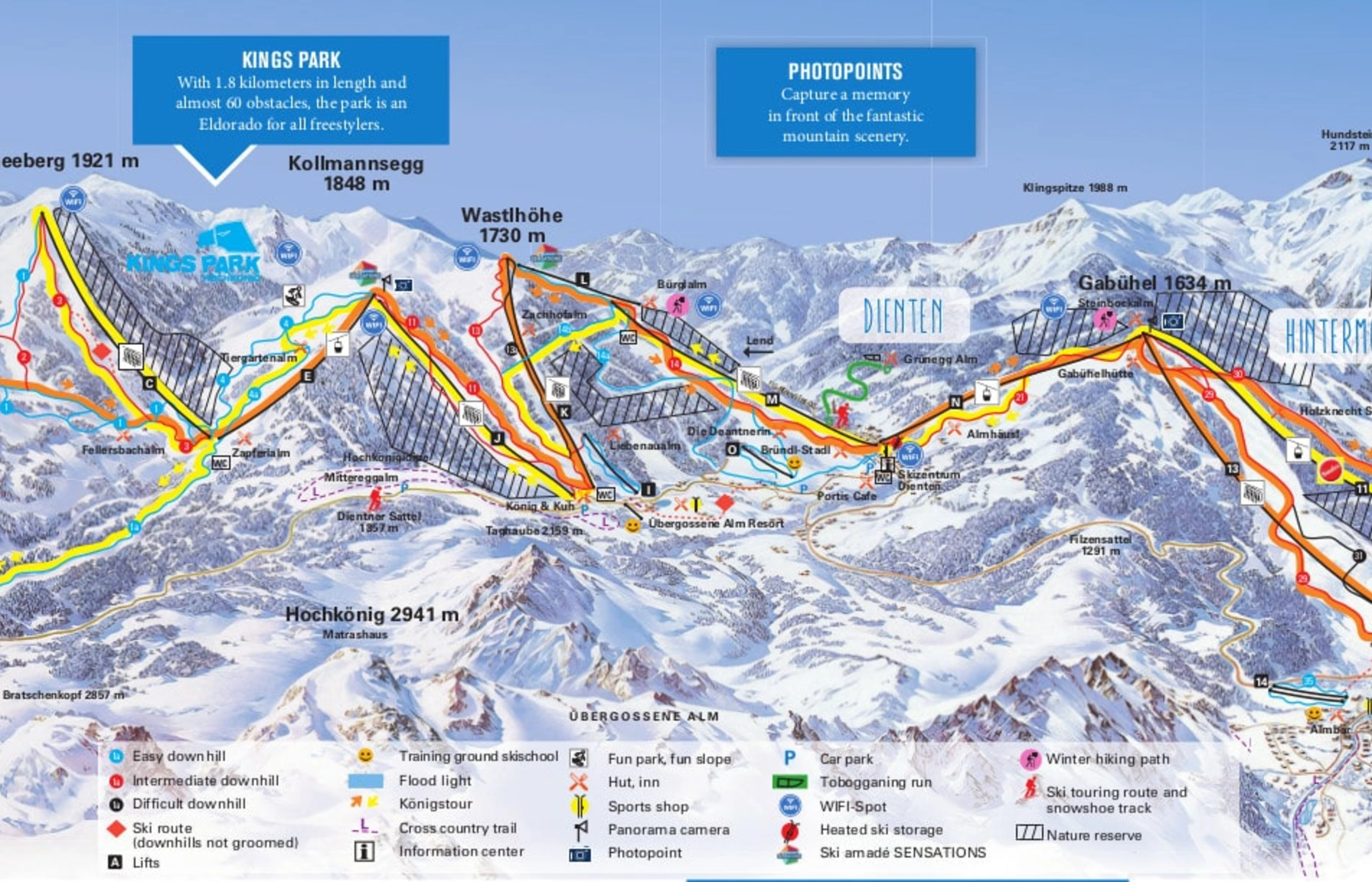 Plan des pistes de Maria Alm, pistes, remontées mécaniques et descentes