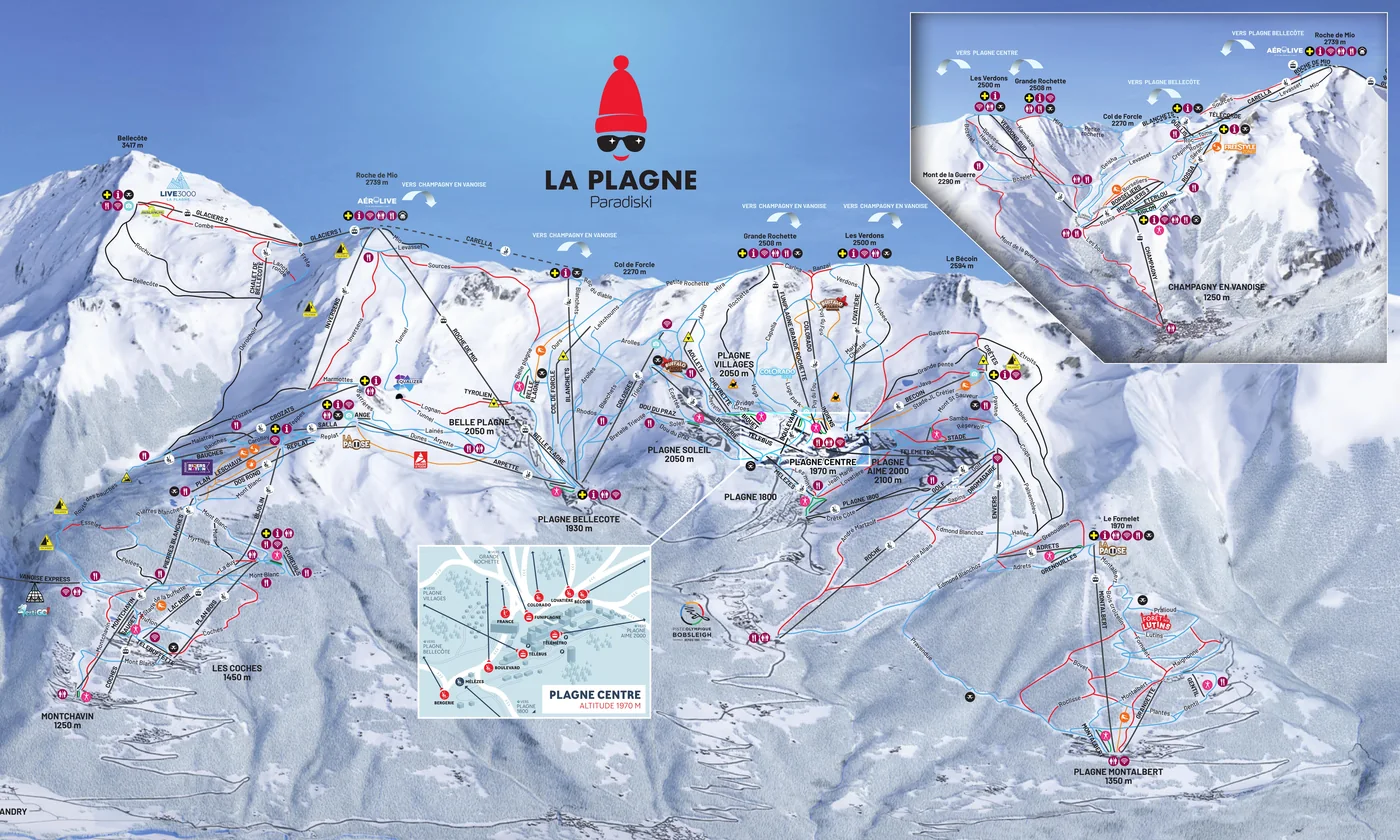 Plan des pistes de La Plagne