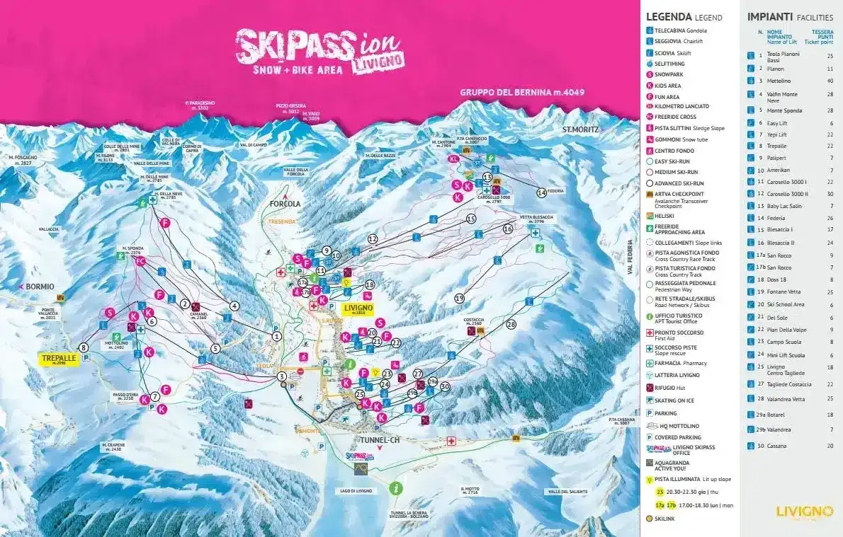 Plan des pistes de Livigno