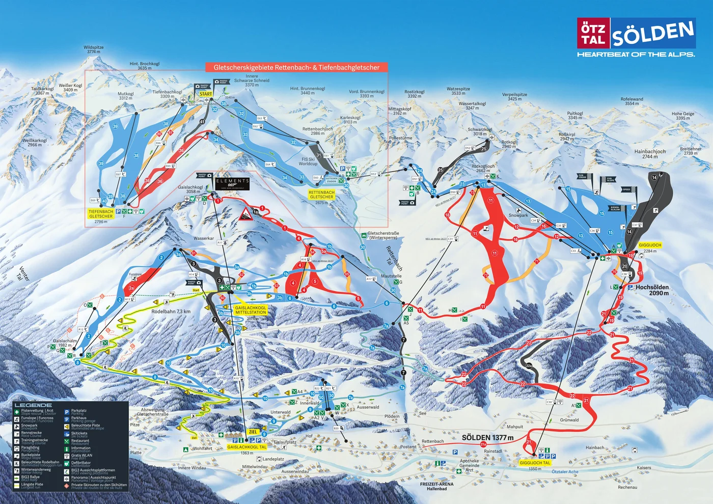 Plan des pistes de Sölden