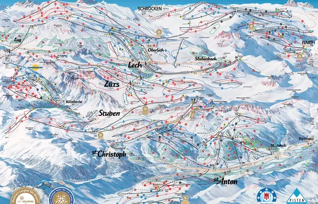 Plan des pistes Lech-Zürs